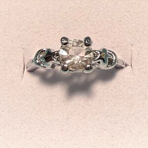 Rhinestone silver plated ring